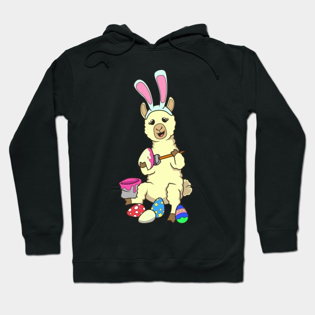 Easter - Cute alpaca painting Easter eggs Hoodie by Modern Medieval Design